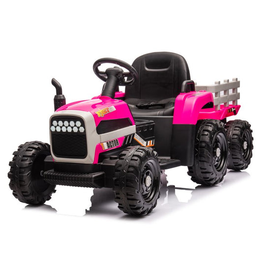 HNH 24V Ride on Toy,Kids Ride On Tractor with Trailer & Remote,Electric Car Toy with Bluetooth