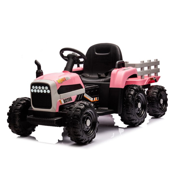 HNH 24V Ride on Toy,Kids Ride On Tractor with Trailer & Remote,Electric Car Toy with Bluetooth