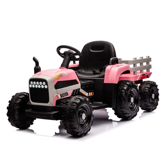 HNH 24V Ride on Toy,Kids Ride On Tractor with Trailer & Remote,Electric Car Toy with Bluetooth