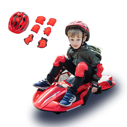 HNH 24V Ride on Drift Car, 7 Mph Ride on Toy for 6-15 Yaers Big Kids, Electric Go Kart, Including Helmet,Knee Pads,Elbow Pads,Tail light, Spray, Maximum Load 110 LBS