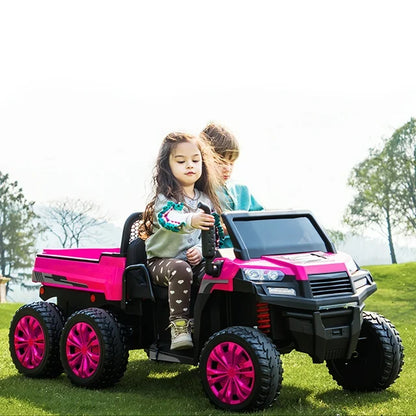 HNH 24V Seater Ride on Truck with Remote Control, Kids Ride on Tractor with 6 Wheels, Battery Powered Kids Car with Dump Bed, LED Headlight, Bluetooth