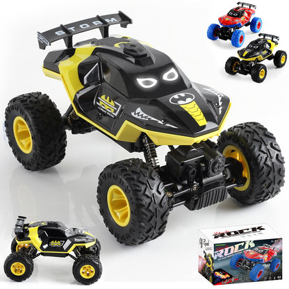 HNH 1:16 off Road RC Car, 4WD Remote Control Car, Monster Truck with Lights and Spray Function, Kids RC Vehicle Truck for Boys & Two Battery