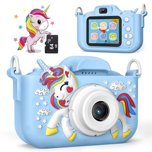 HNH Camera for Kids with Three Games,Toddler Camera with 64GB, Kids Toys for Girls