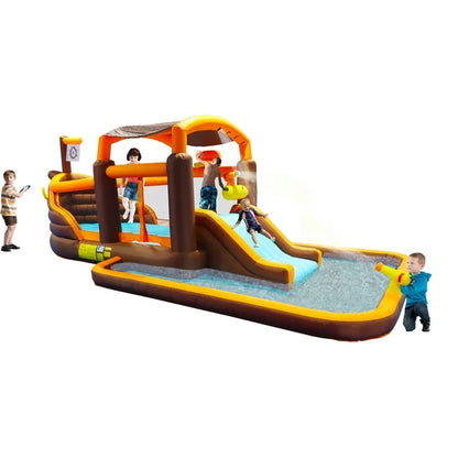 HNH Inflatable Water Slide with Blower Bounce House for Kids with Cruise Ship Design Splash Pool