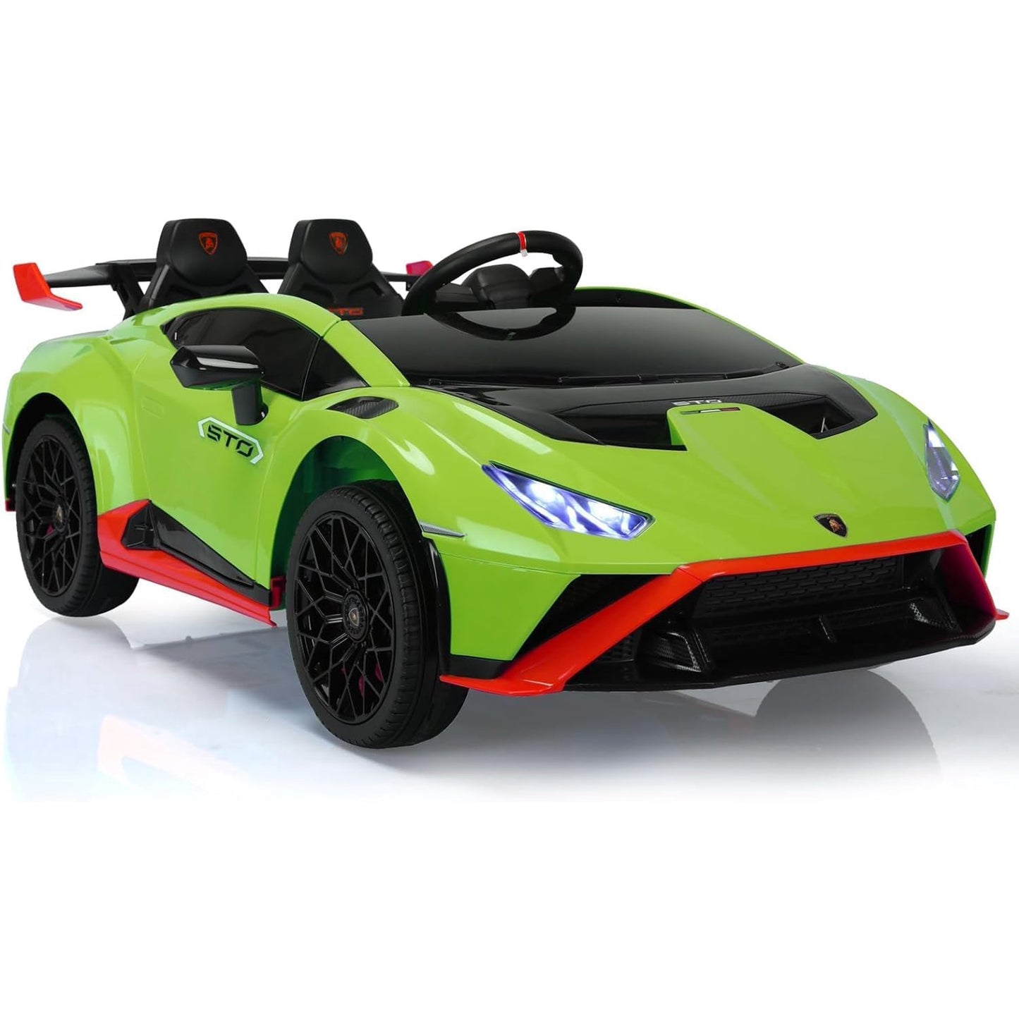 HNH Kids Ride On Car,24V Battery Powered Sports Car Toy, 2 Wider Seater Electric car with Parent Remote, 360° Spin, Sound System, LED Light,Licensed Lamborghini Electric Car for Kids Ages 3-8