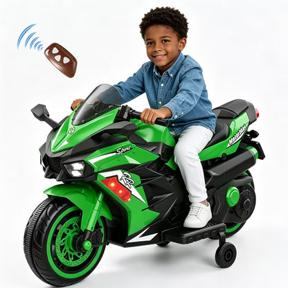 HNH 12V Ride on Motorcycle for Kid, Electric Motorcycle with Music, Lights, Bluetooth