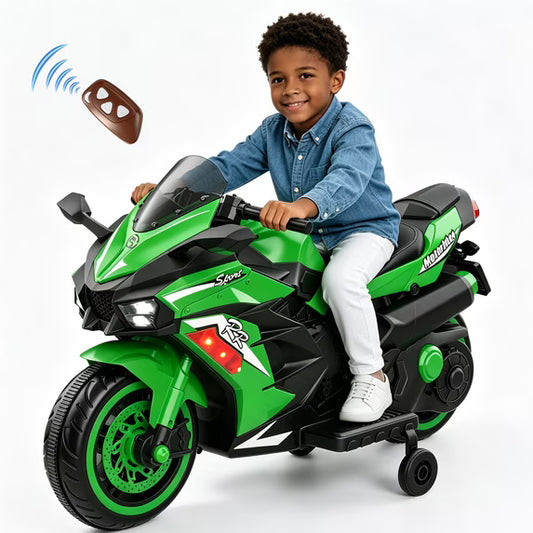 HNH 12V Ride on Motorcycle for Kid, Electric Motorcycle with Music, Lights, Bluetooth
