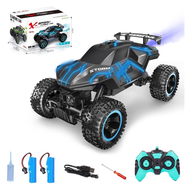 HNH RC Car,1:16 Scale Remote Control Monster Truck with Spray Function, All Terrain off Road RC Monster Vehicle Truck for Child,Plastic