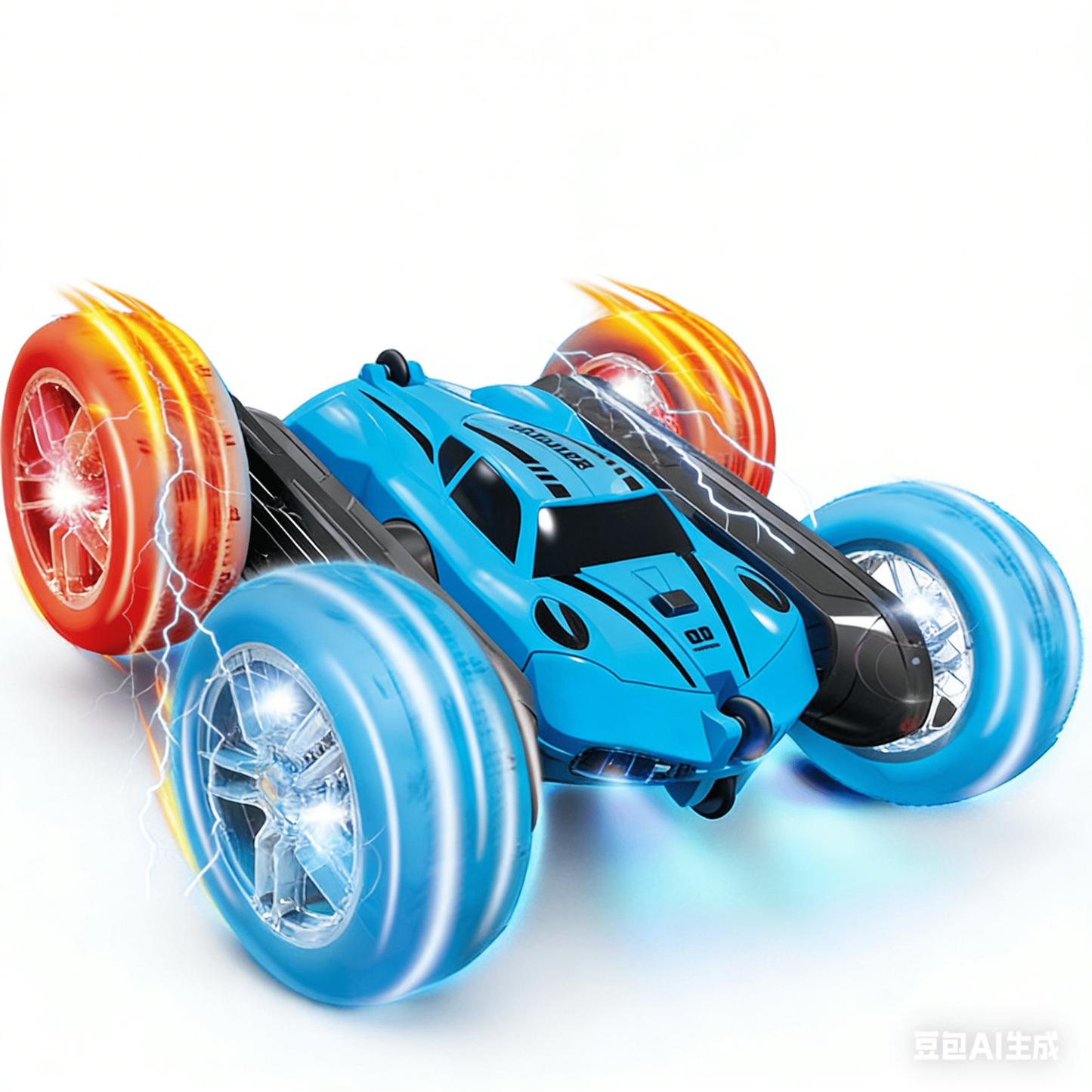 HNH Remote Control Car, RC Cars Toys for Kids Ages 4-12, 4WD Stunt Car with LED Lights & 360° Flips, 2.4GHz, 2 Batteries, Blue