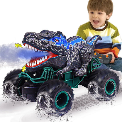 HNH Remote Control Dinosaur Car, RC Monster Truck for Boys, RC Dino Toys with Light, Sound & Spray