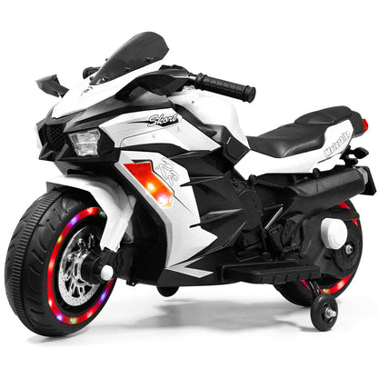 HNH Ride on Toys 12v Battery Powered Ride on Motorcycle for Kids 3 Wheels Motorcycle with LED Lights Music Child