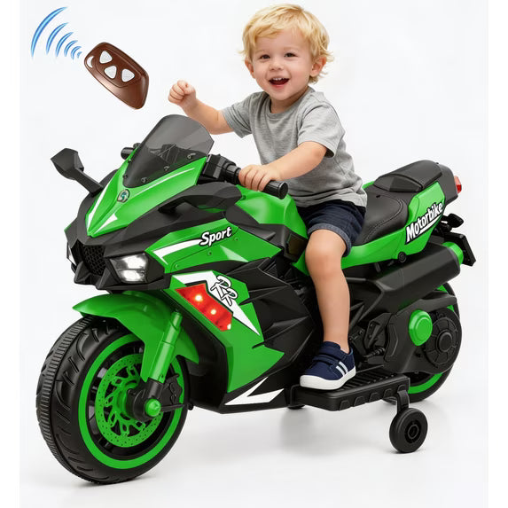HNH 12V Ride on Motorcycle for Kids, Electric Motorcycle with Remote Control，Music, Bluetooth, Lights