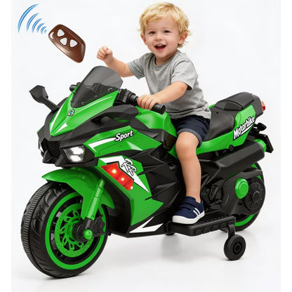 HNH 12V Ride on Motorcycle for Kids, Electric Motorcycle with Remote Control，Music, Bluetooth, Lights