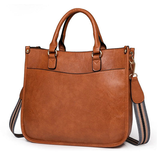HONGLONG Leather Travel Handbags for Women Crossbody Purse with Strap Zipped Pockets Handbag Shoulder Bag Brown