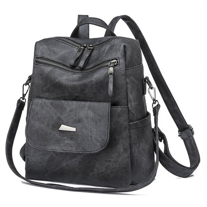 HONGLONG PU Leather Backpack Purse for Women Casual Handbag Ladies Shoulder Bags Black