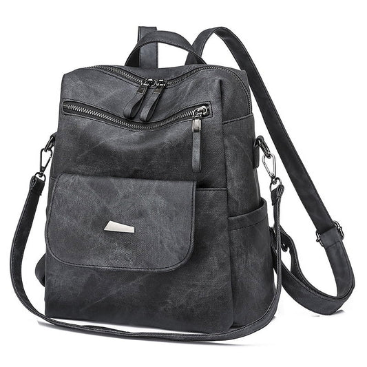 HONGLONG PU Leather Backpack Purse for Women Casual Handbag Ladies Shoulder Bags Black