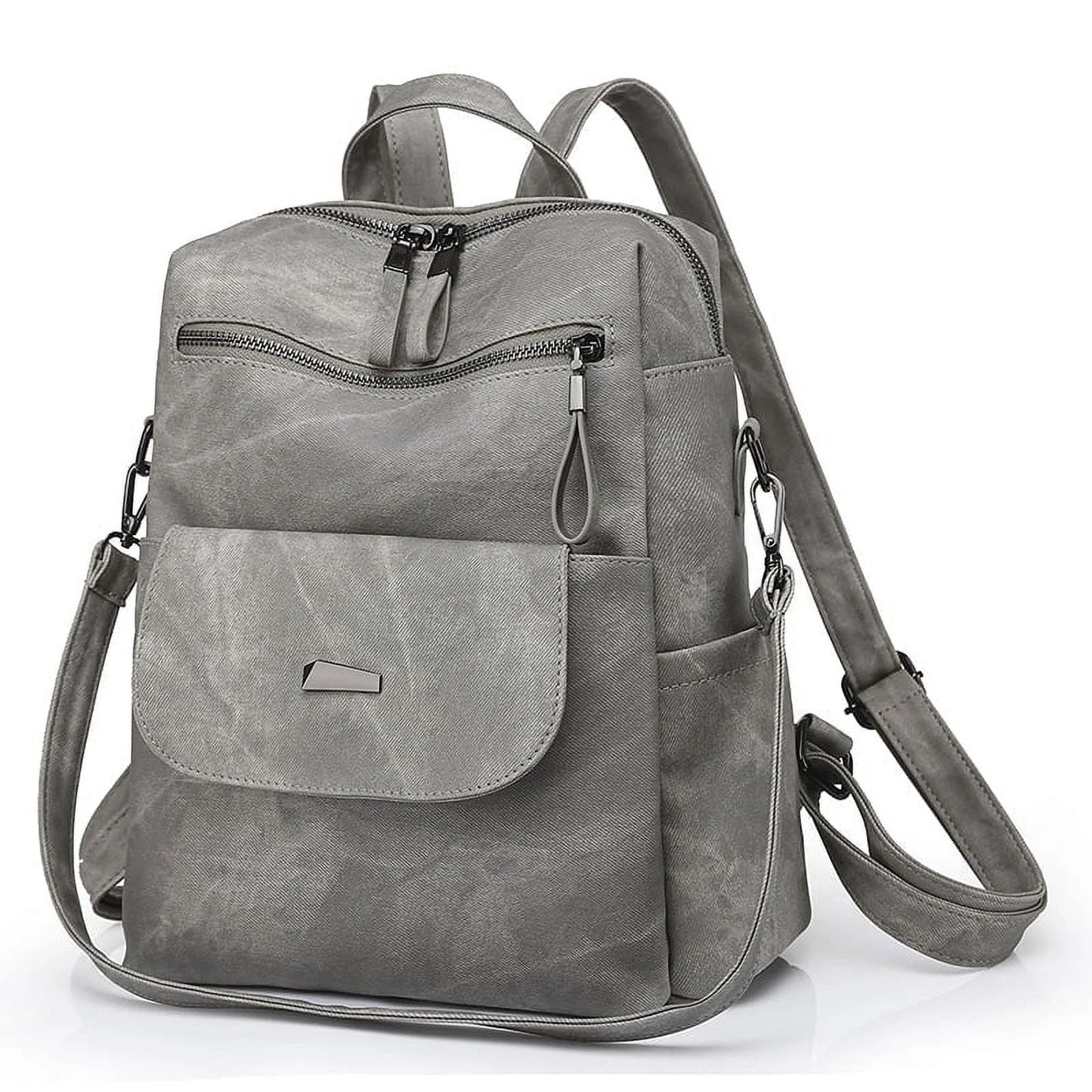 HONGLONG PU Leather Backpack Purse for Women Casual Handbag Ladies Shoulder Bags Gray