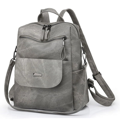 HONGLONG PU Leather Backpack Purse for Women Casual Handbag Ladies Shoulder Bags Gray