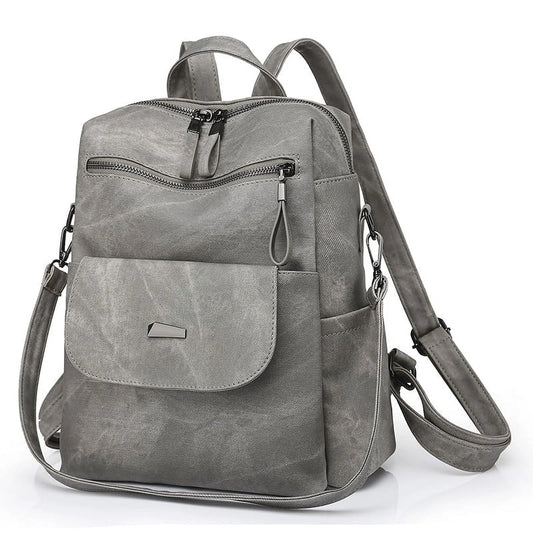 HONGLONG PU Leather Backpack Purse for Women Casual Handbag Ladies Shoulder Bags Gray