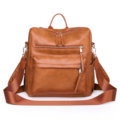 HONGLONG Women's Backpack Purse, Fashion Large Travel Leather Backpack Shoulder Bags for Ladies, Brown