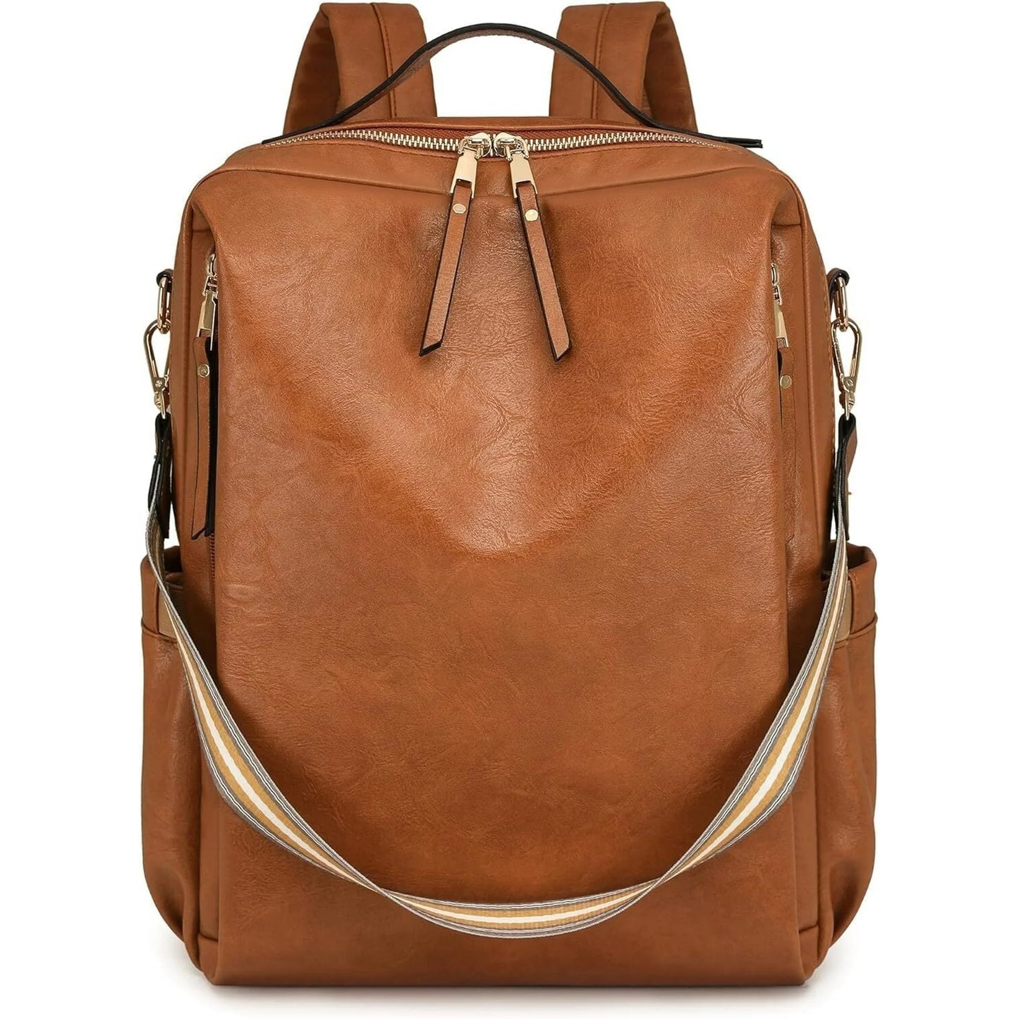 HONGLONG Laptop Backpack for Women Travel Backpack with 15.6 Inch Laptop Compartment, Multipurpose Design Convertible Large Backpack Purse Brown