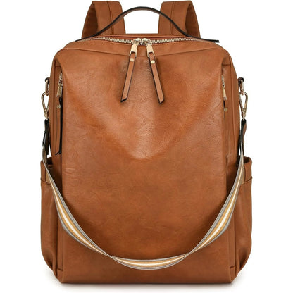HONGLONG Laptop Backpack for Women Travel Backpack with 15.6 Inch Laptop Compartment, Multipurpose Design Convertible Large Backpack Purse Brown