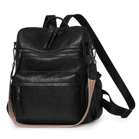 HONGLONG Womens Backpack Purse Leather Backpack Purse for Women Travel Fashion Backpack, Black