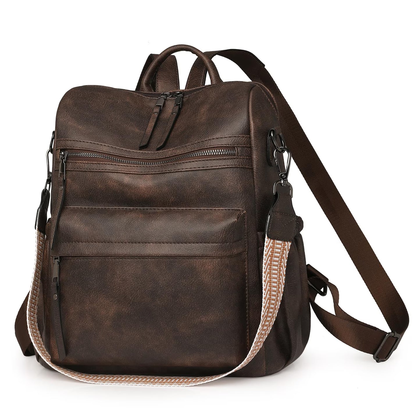 HONGLONG Womens Backpack Purse Leather Backpack Purse for Women Travel Fashion Backpack Designer Ladies Shoulder Bags, Coffee