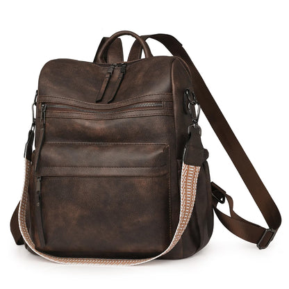 HONGLONG Womens Backpack Purse Leather Backpack Purse for Women Travel Fashion Backpack Designer Ladies Shoulder Bags, Coffee