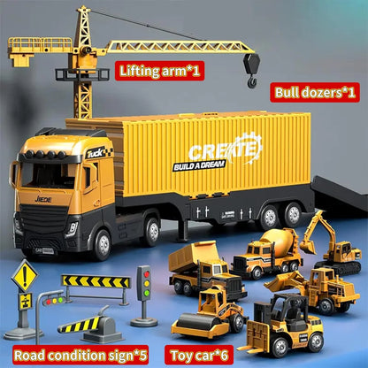 Kids Construction Toys, Construction Truck Toys Set w/Crane, Excavator, Forklift,Bulldozer,Dump Trucks,Cement Truck,Road Roller, Alloy Construction Vehicle Toys for 3 4 5 6 7 8 Years Old Boys Gifts