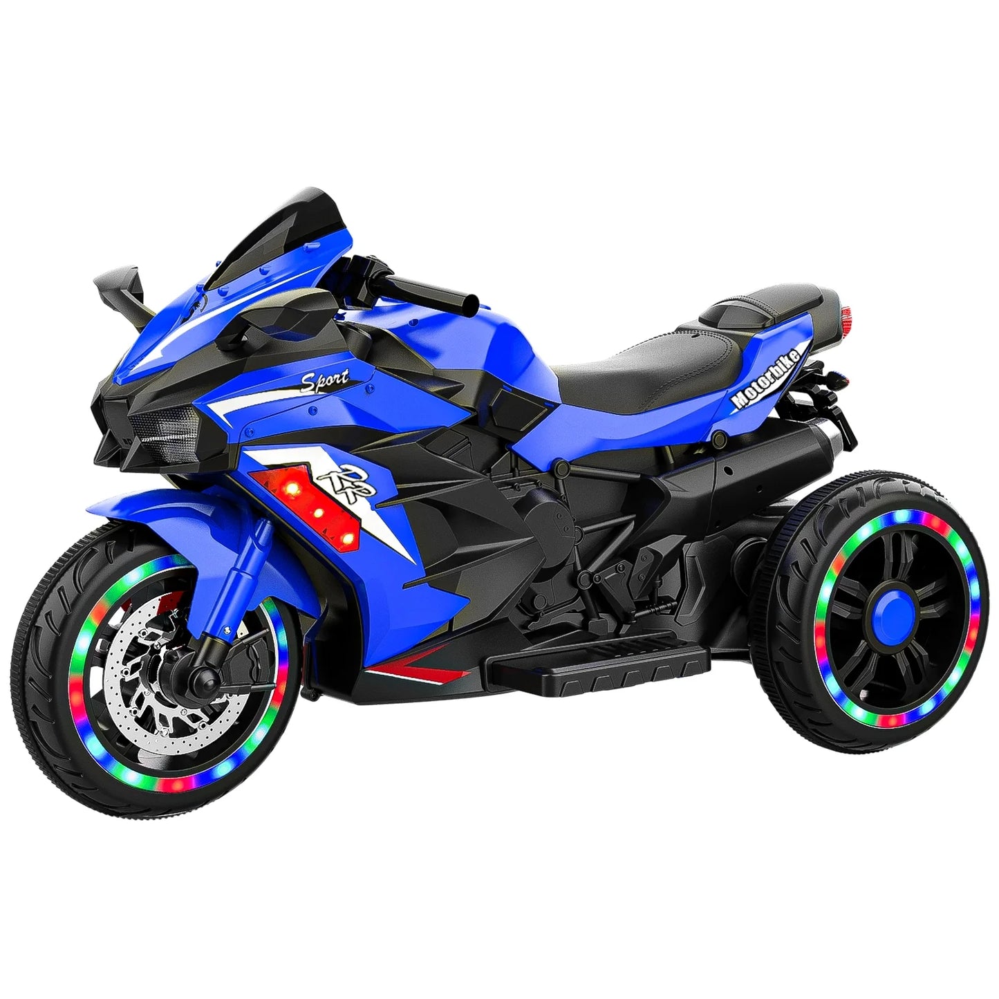 Cheelom Kids Motorcycle,12V Battery Powered Electric Vehicle with 3 Wheels, LED Lights, Foot Pedal, Blue