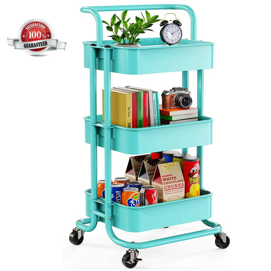 Lakecy Rolling Cart Utility Cart with Wheels, Rolling Storage Cart for Home Storage and Organization