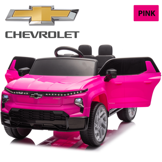 Licensed Chevrolet Silverado 12V Ride on Car, Kids Truck with Parents Control, LED Lights, Bluetooth, Music, USB, Aged 2-6 Years,Pink