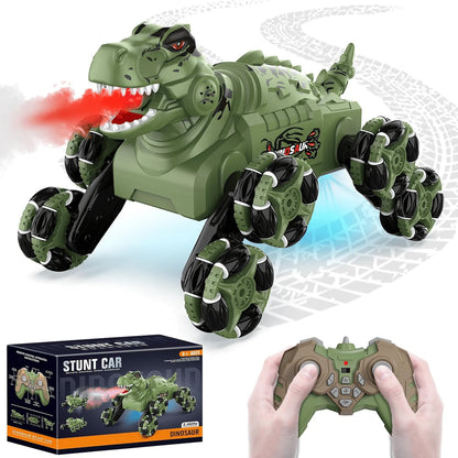 HNH 8WD Monster Truck Toys, Dinosaur Remote Control Car for Boys Age 3-12, Stunt RC Cars with Spray&Light, Christmas Birthday Gifts