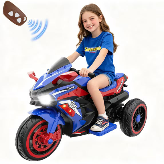 ProToys 12V Kids Motorcycle with Remote Control,Electric Motorbike Ride on Toy,Motorcycle for Kids 3-6 Years Old