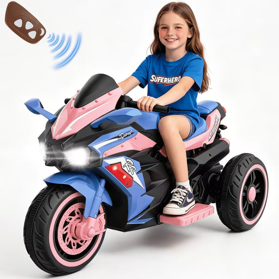 ProToys 12V Kids Motorcycle with Remote Control,Electric Motorbike Ride on Toy,Motorcycle for Kids 3-6 Years Old