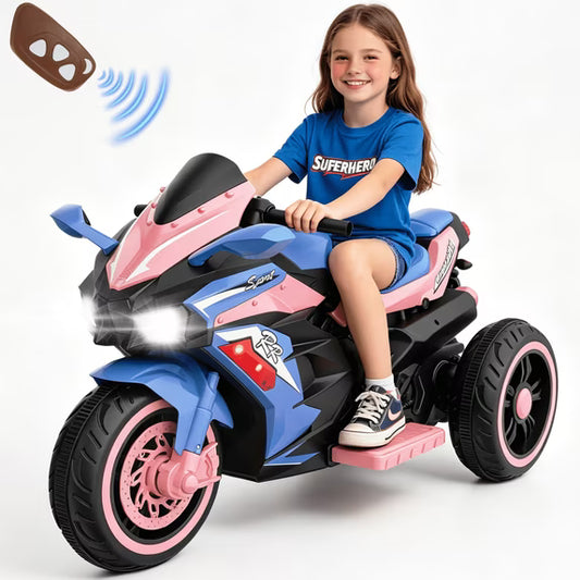 ProToys 12V Kids Motorcycle with Remote Control,Electric Motorbike Ride on Toy,Motorcycle for Kids 3-6 Years Old