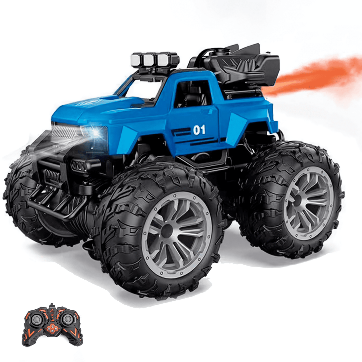 Remote Control Car, 4WD RC Monster Truck for Boys Girls, 70+ Mins Playtime, 2 Batteries,Blue