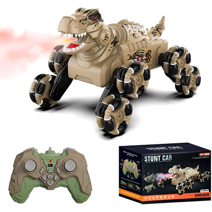 Remote Control Car Dinosaur Toys for Kids, 8-Wheel Dinosaur Transform Car Toys for Boys Ages 3-12 with Cool Lights, Dinosaur Sound Effects, One Click Spray