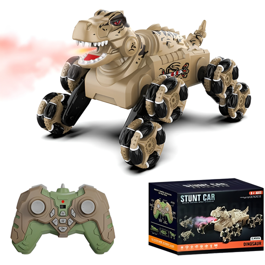 Remote Control Car Dinosaur Toys for Kids, 8-Wheel Dinosaur Transform Car Toys for Boys Ages 3-12 with Cool Lights, Dinosaur Sound Effects, One Click Spray
