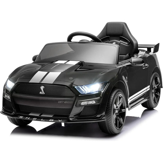 Ride on Toy Cars for Kids,12V Ford Mustang Shelby Powered Ride on Truck Car with Remote Control,Electric Vehicle Car for kids Girl Boy 3-6 w/Music,Bluetooth,LED Lights,3 Speeds,4 Wheelers,Black