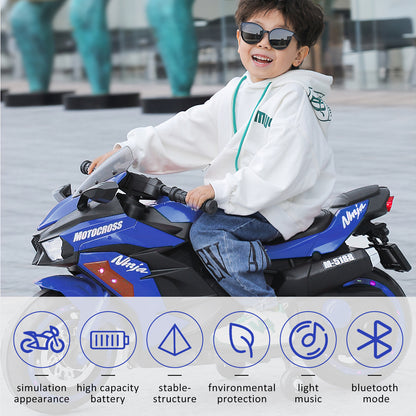 WUBEN 12V Battery Motorcycle Child Electric Car Kids Rechargeable Motorcycle(Blue)