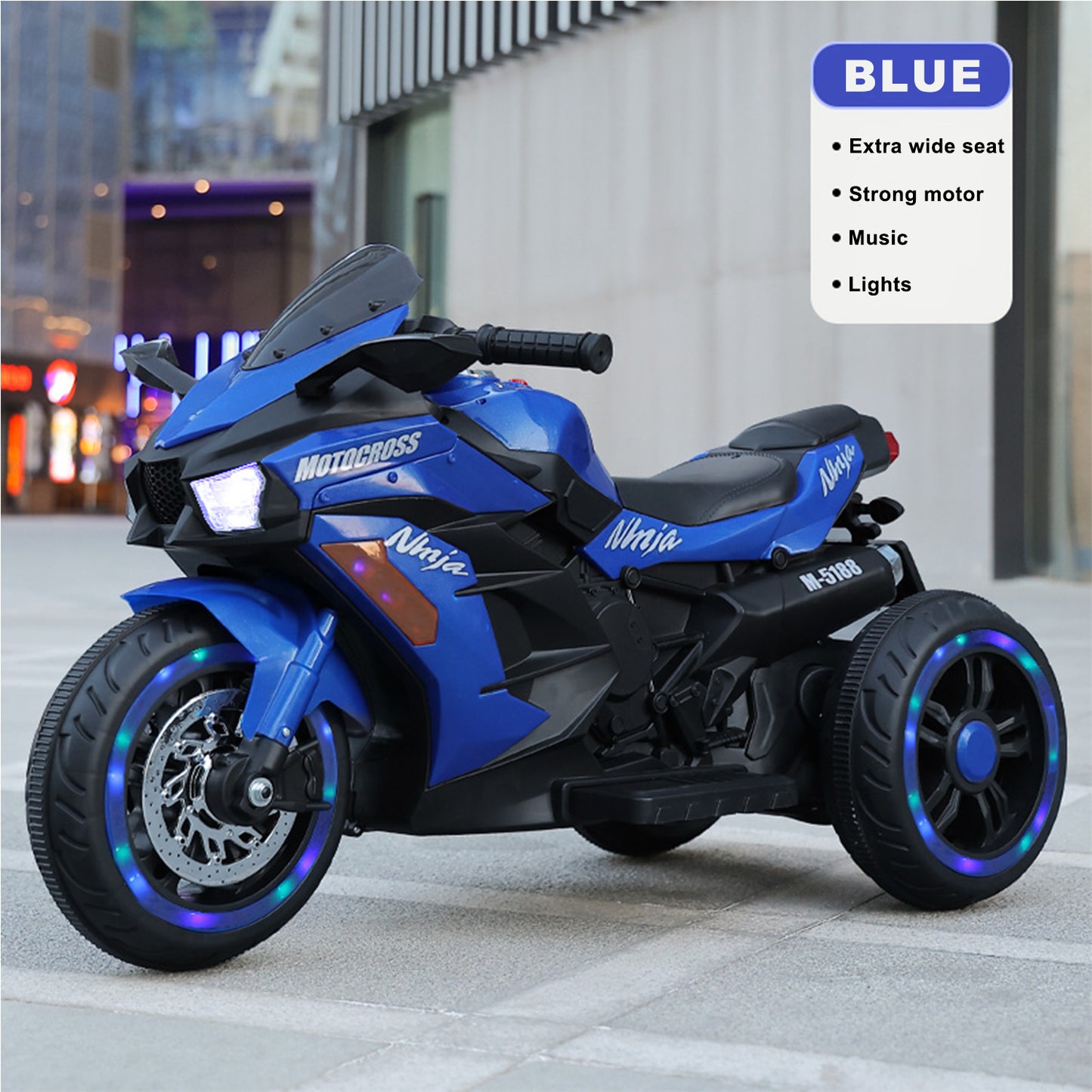 WUBEN Ride on Toys 12v Motorcycle for Kids, Battery Powered Ride on Motorcycle for Child with LED Lights Music