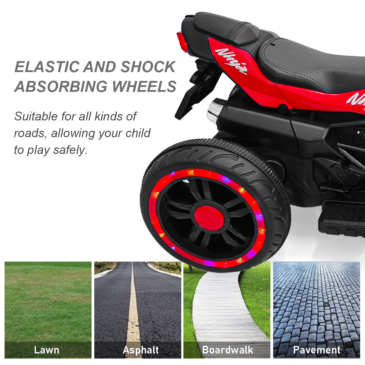 WUBEN 12V Motorcycle for Kids Battery Powered Electric Vehicle with 3 Wheels Ride on Motorcycle for Child