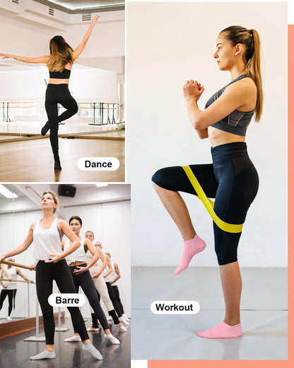 YOMYM 6 Pairs Grip Pilates Socks for Women, Non-slip Yoga Athletic Socks for Barre Ballet Barefoot Workout