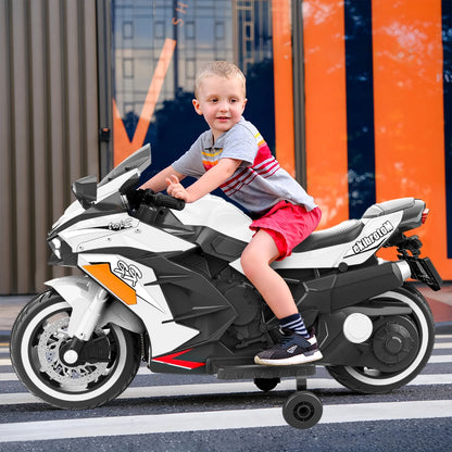 Zogymoz Motorcycle for Kids, 12V Kids Motorcycle Ride on for 3-6 Years Boys and Girls, Powered Ride-ons Toy Gift-White