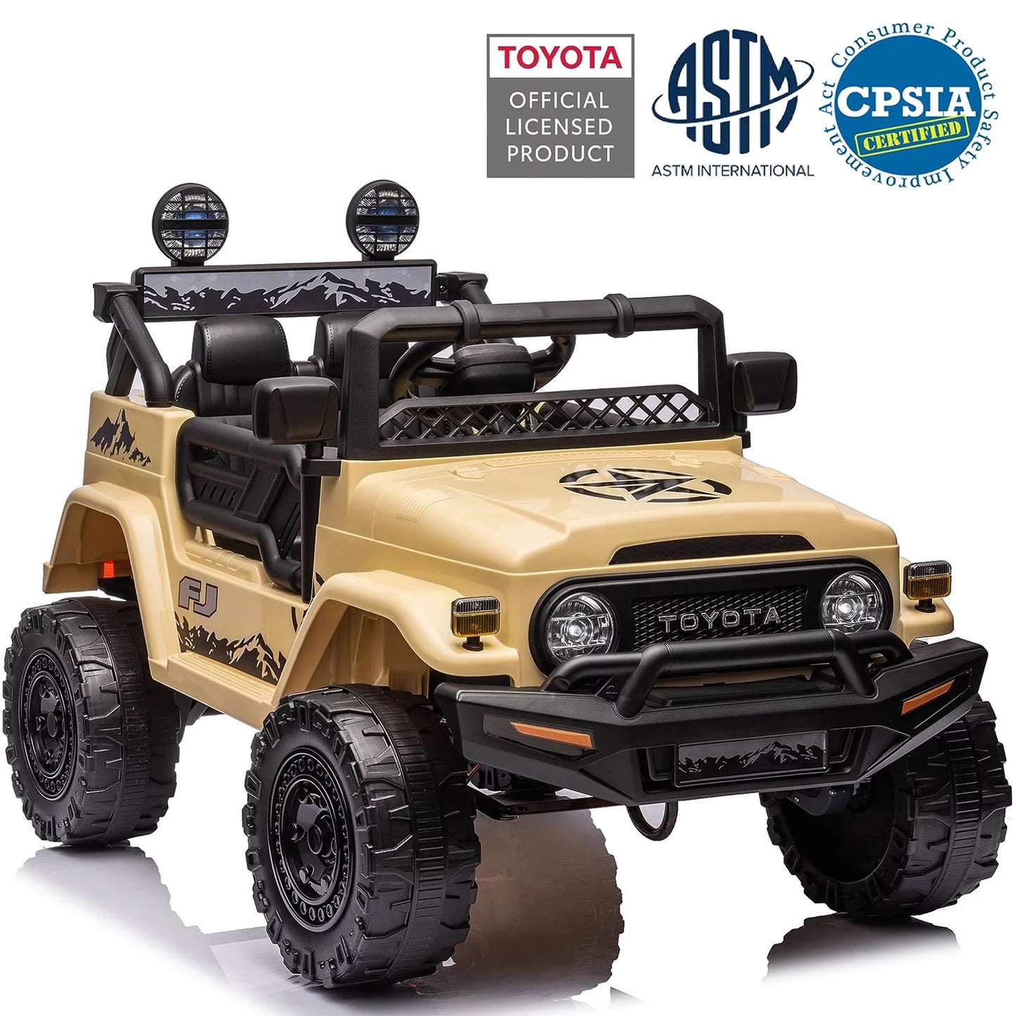 Spoway 12V Ride on Car,2.4G,Toyota FJ Electric Car for Kids ,Yellow,3-8 Years Old