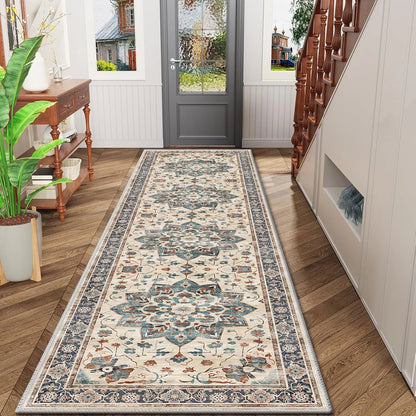 TECHVIDA 2'x8' Hallway Runner Rug Boho,Non Slip Machine Washable Rugs for Hallway Kitchen,Khaki