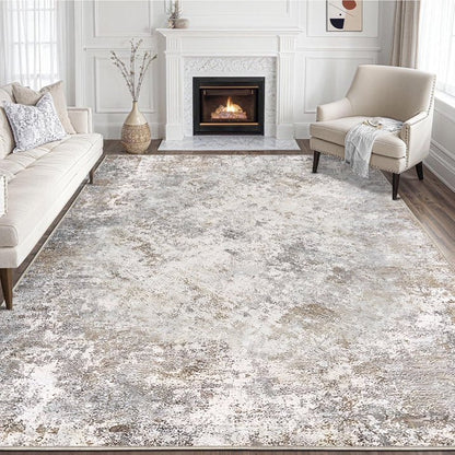 TECHVIDA Modern Area Rug 4x6,Machine Washable Rugs for Living Room,Indoor Carpet Foldable Nonslip,Bedroom Dining Room Office- Gray