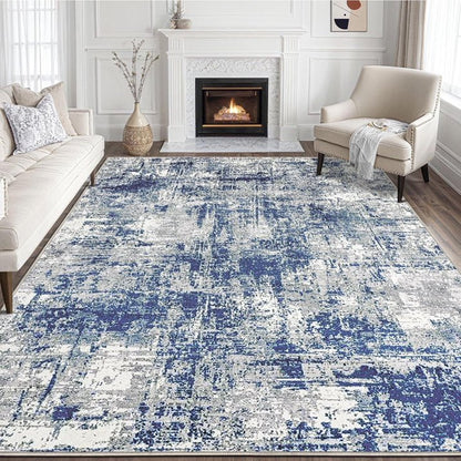 TECHVIDA Modern Area Rug 4x6,Machine Washable Rugs for Living Room,Indoor Carpet Foldable Nonslip,Bedroom Living Room Office-Blue